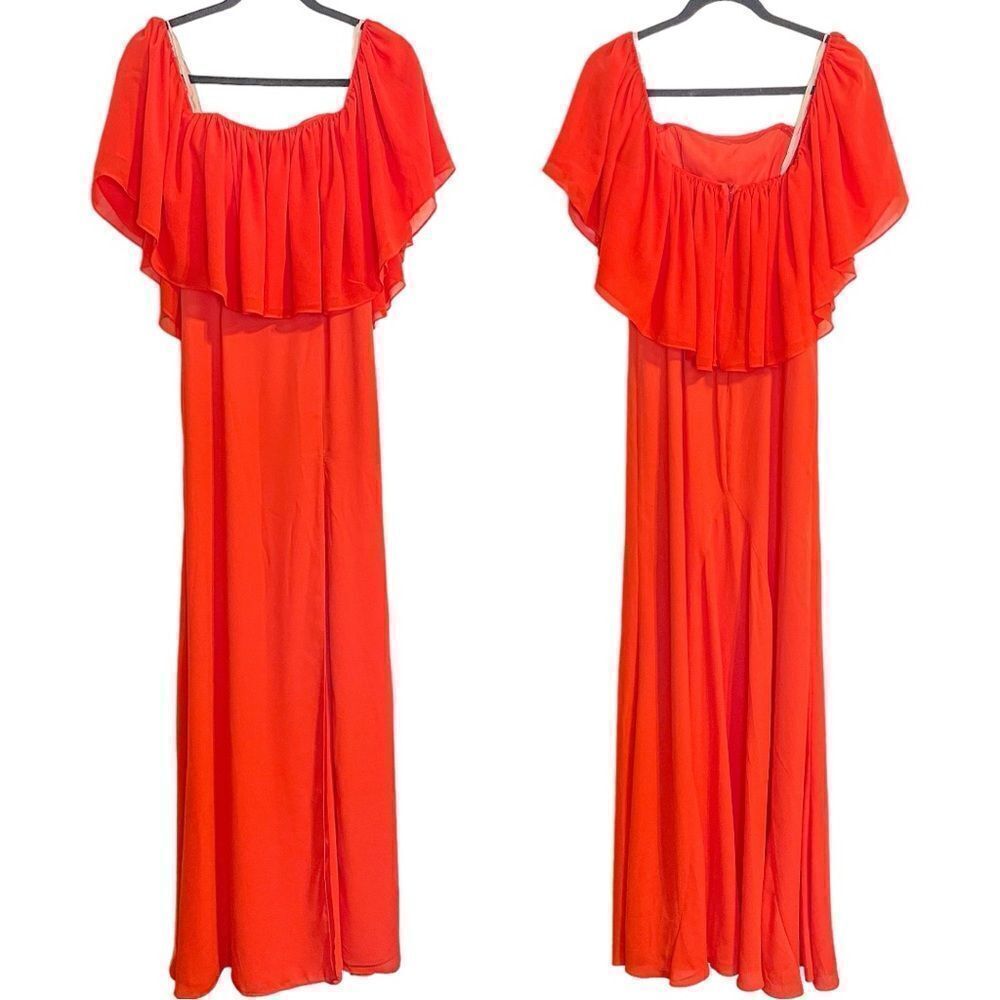Fame and Partners Off Shoulder Maxi Dress Red 4